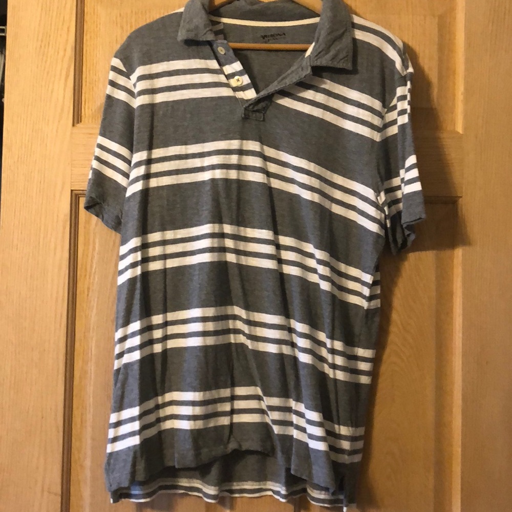 Gray & White Stripe Polo Shirt